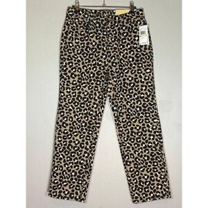 Michael Kors Selma Straight Ankle Pants Leopard High Rise QF5908ZK7L, women's 4